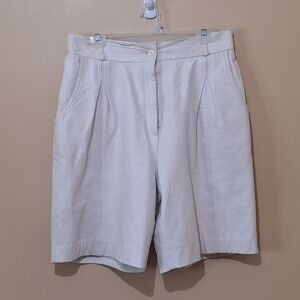 Bianca White Leather Shorts Coulottes